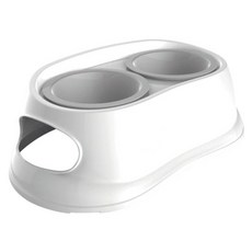 M-PETS 塑製輕便型雙碗組 700ml, 白色 + 灰色, 1套