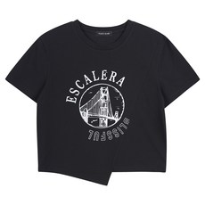 플라스틱아일랜드 여성용 프린트 변형 크롭 티셔츠 PR2CH563