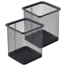 탑피아 철제 메쉬 다용도 책상 문구 수납 정리 연필꽂이, 검은색 사각형, 2개