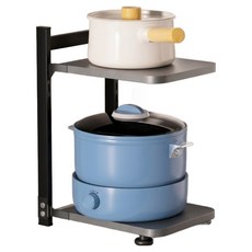 앞날창창 높이조절 후라이팬 거치대 업그레이드, 블랙, 1개, 2단