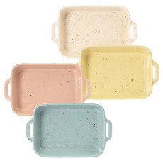 베로나 루체 직사각 그라탕기 4종 세트 B, IVORY, YELLOW, PINK, BLUE, 1세트