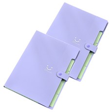 별하롱 5칸 아코디언 파일 A4, 퍼플, 2개