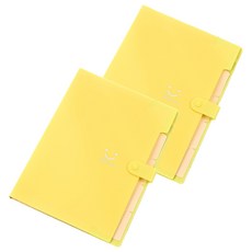 별하롱 5칸 아코디언 파일 A4, 옐로우, 2개