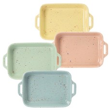 베로나 루체 직사각 그라탕기 4종 세트 D, YELLOW, PINK, GREEN, BLUE, 1세트
