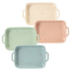 베로나 루체 직사각 그라탕기 4종 세트 D, IVORY, PINK, GREEN, BLUE, 1세트