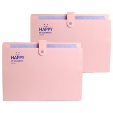 별하롱 포켓 12칸 문서 정리 보관 아코디언 파일, 핑크, 2개
