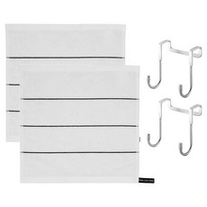 MONACO OLIVE 飯店用條紋擦手巾 2入 + 不鏽鋼門掛勾 2入組