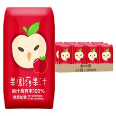 動物園 100%果園蘋果汁, 24個, 200ml
