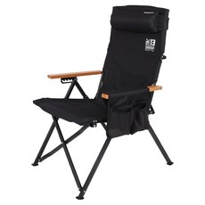 SALVAN 可調節角度露營下坡長版休閒椅, 黑色, 1個