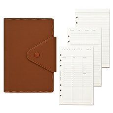 모모디 모먼트 프리미엄 만년형 플래너 6공 다이어리, 카멜브라운, 1개