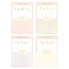 대시앤도트 모닝 가든 레터 편지지 4종 x 4p + 봉투 4종 x 2p 세트, 혼합색상, 1세트