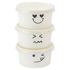 아이엔피 화이트 3종 표정 젤라또 컵용기 랜덤발송 90ml x 80p + 평면무타공 뚜껑 100p 세트, 1세트