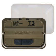 살반 T3 택티컬 충전식 LED 미니 캠핑 랜턴, 1개, 카키