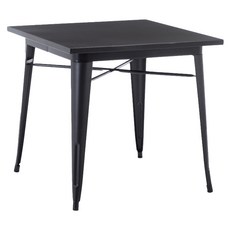 E-home Delia 迪麗雅工業風金屬方形餐桌 NKC106B-blk, 黑色, 4人