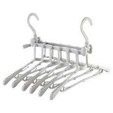 Ju and Ji 防肩角變形 節省空間 魔術防滑可折疊長度可調6層衣架, 灰色, 1個