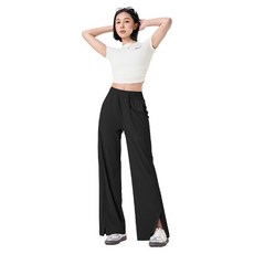 SEEYU 女款冰絲涼感防曬褲/高腰顯瘦闊腿褲/防蚊褲