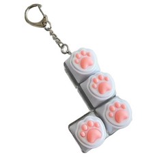 마라나타 고양이발 실리콘 키캡 스위치 테스터 피젯스틱 L 투명 쉘 화이트 냥발 소형 D 체인, 혼합색상, 1개
