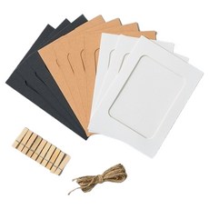 다마온 미니사진 종이액자 페이퍼프레임 10p + 가랜드 세트, 1세트, 화이트, 크라프트, 블랙