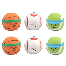 패리스독 강아지 미니 볼보이 라텍스 토이 3종 x 2p 세트, 화이트, 오렌지, 그린, 1세트