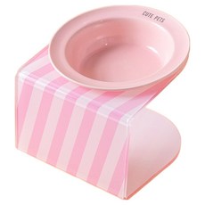 파스텔펫 반려동물 사선 받침 세라믹 식기, 핑크, 1개