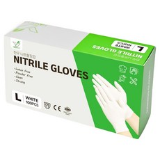 한우 무분말 식품용 일회용 주방 니트릴장갑 100p, 1개, 대(L), 화이트