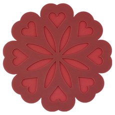 도레오 러블리 하트 플라워 티 매트, 레드, 1개