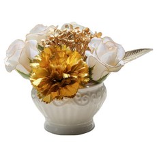 ASPASIA 香皂花魅惑金色玫瑰康乃馨中心擺飾 + 包裝盒套組