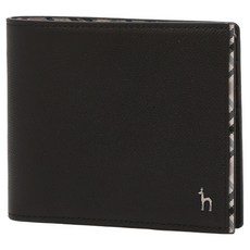 HAZZYS CHESTER 格紋線條裝飾牛皮短夾 HJWA6E291BK