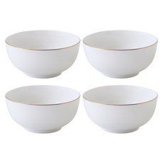 JUST HOME 藏金金可微波麵碗 0222-04A 6吋, 白色, 4個