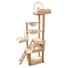 AOYI 奧藝 雙太空艙豪華雲端貓跳台 Y-38, 原木色, 1個