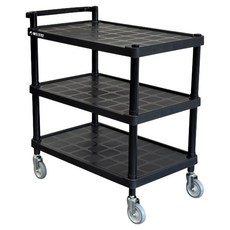 월드크린 잘밀려 ABS 3단 서빙 카트 대, 검정(카트), 회색(바퀴), 1개