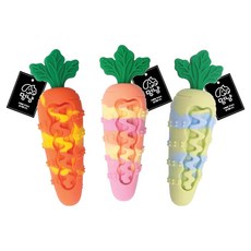 멍냥 강아지 삑삑이 실리콘 당근 치석제거 장난감 3종 세트, 오렌지, 그린, 핑크, 1세트