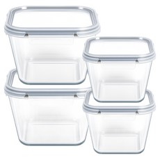 발룬피니 내열강화유리 밀폐용기 세트, 1세트, 920ml (2p) + 2L(2p) 1세트, 920ml (2p) + 2L(2p)