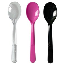 생활을그리다 디저트 미니 스푼 12cm 3색 혼합 투명 핑크 블랙 벌크포장, 1개, 100개입