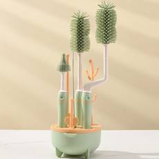 릴리픽 주방 브러쉬 젖병 식기 건조대 세트 FREE, 그린, 젖병거치스틱3p + 실리콘젖병솔 3p + 스텐빨대세척솔 + 젖병 걸치 홀더