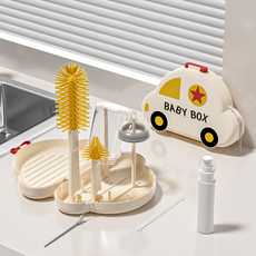 릴리픽 주방 자동차 젖병 식기 건조대 세트 FREE, 베이지, 젖병거치스틱2p + 실리콘젖병솔 2p + 스텐빨대세척솔 + 세제소분통 + 보관함