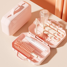 릴리픽 주방 클린 젖병 식기 건조대 세트 FREE, 핑크, 젖병거치스틱 2p + 실리콘젖병솔 2p + 세제소분통 + 스텐빨대세척솔 + 보관함