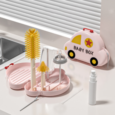 릴리픽 주방 자동차 젖병 식기 건조대 세트 FREE, 핑크, 젖병거치스틱2p + 실리콘젖병솔 2p + 스텐빨대세척솔 + 세제소분통 + 보관함