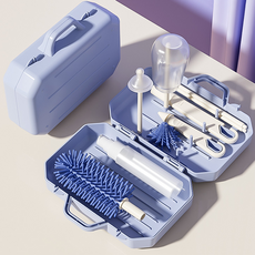 릴리픽 주방 클린 젖병 식기 건조대 세트 FREE, 블루, 젖병거치스틱 2p + 실리콘젖병솔 2p + 세제소분통 + 스텐빨대세척솔 + 보관함