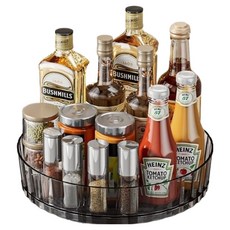 딜리 회전 주방 양념통 수납 트레이, 그레이, 1개
