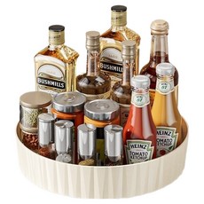 딜리 회전 주방 양념통 수납 트레이, 화이트, 1개