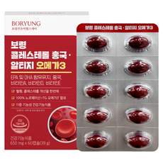 보령 콜레스테롤 홍국 rTG 알티지 오메가3, 60정, 1개