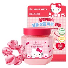 plu 三麗鷗 Hello Kitty 香氛糖身體磨砂膏 Melrose 510g + 髮圈組, 1套