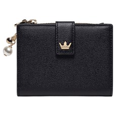 J.ESTINA 女用 LILY 雙層頂部拉鍊短夾 JSTESC0BS100BK010 + 購物袋