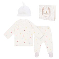 ORGANICMOM 新生兒用棉質蝴蝶衣 + 發育褲 + 新生兒帽 + 棉花禮物袋組合