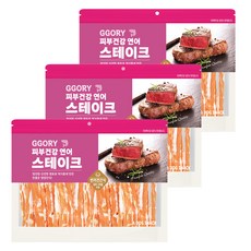 꼬리치는강아지 강아지 스테이크 건조간식, 400g, 3개, 연어슬라이스