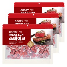 꼬리치는강아지 강아지 스테이크 건조간식, 400g, 3개, 소고기큐브