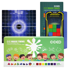 MAGIC CUBE 創意融合教育內容合作社 磁力積木 魔術雙星 34p + 拼圖卡套組, 混合顏色, 1套