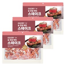 꼬리치는강아지 강아지 스테이크 건조간식, 400g, 3개, 치킨큐브