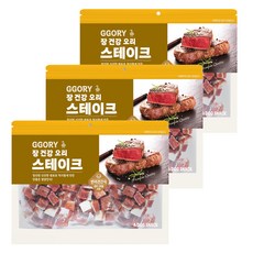 꼬리치는강아지 강아지 스테이크 건조간식, 400g, 3개, 오리큐브